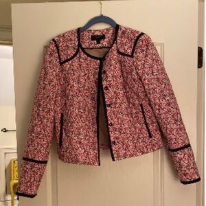 J Crew quilted jacket Liberty Chive floral EUC condition like new black trim